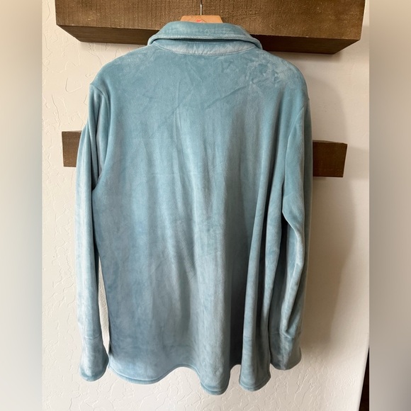Soft Surroundings|Soft teddy button down shirt jacket (shacket) in blue•••Size L - Picture 5 of 15